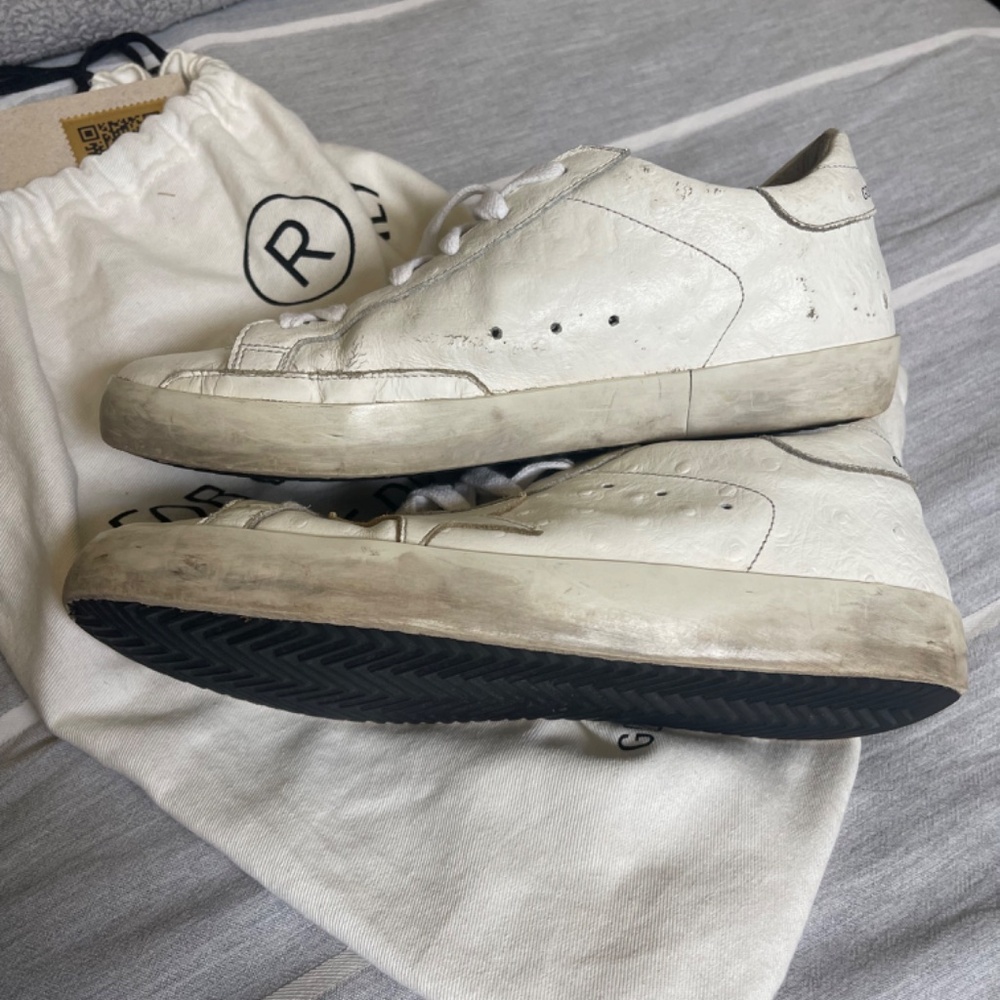 Golden Goose Superstar Ostrich-Stamped Court Sneakers - Picture 15 of 16